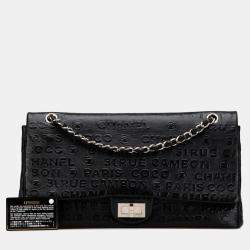 Pre Owned Chanel 2.55 Unlimited Double Flap Chain Shoulder Bag Handbag Black Leather