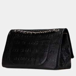 Pre Owned Chanel 2.55 Unlimited Double Flap Chain Shoulder Bag Handbag Black Leather