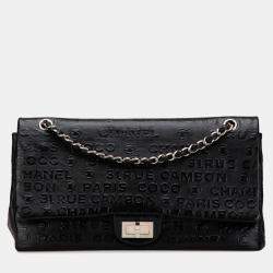 Pre Owned Chanel 2.55 Unlimited Double Flap Chain Shoulder Bag Handbag Black Leather