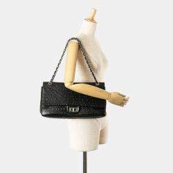 Pre Owned Chanel 2.55 Unlimited Double Flap Chain Shoulder Bag Handbag Black Leather