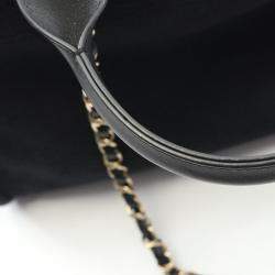 Pre Owned Chanel Deauville Small Tote Bag Canvas And Leather Black