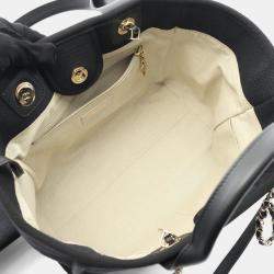 Pre Owned Chanel Deauville Small Tote Bag Canvas And Leather Black