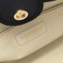 Pre Owned Chanel Deauville Small Tote Bag Canvas And Leather Black