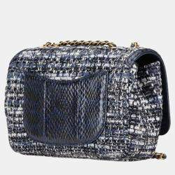 Pre Owned حقيبة كتف شانيل سي سي فيلجري كوكو مارك بنقشة الثعبان بسلسلة من التويد الأزرق الداكن والجلد