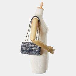 Pre Owned حقيبة كتف شانيل سي سي فيلجري كوكو مارك بنقشة الثعبان بسلسلة من التويد الأزرق الداكن والجلد