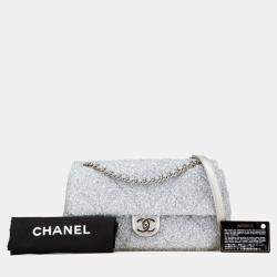 مملوكة مسبقًا Chanel Pour Tou Glitter Chain Shoulder Bag Silver Microfiber Lambskin