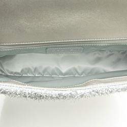 مملوكة مسبقًا Chanel Pour Tou Glitter Chain Shoulder Bag Silver Microfiber Lambskin