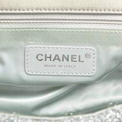 مملوكة مسبقًا Chanel Pour Tou Glitter Chain Shoulder Bag Silver Microfiber Lambskin