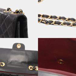 Pre Owned حقائب الكتف شانيل سوداء ميتالاسيه جلد الخروف والضأن 30 رفرف فردي