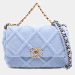 مملوكة مسبقًا Chanel 19 Disneuf Shoulder Bag Cotton And Jersey Blue