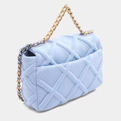 مملوكة مسبقًا Chanel 19 Disneuf Shoulder Bag Cotton And Jersey Blue