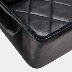 مملوكة مسبقًا حقيبة كتف شانيل سلسلة علامة كوكو مزدوجة رفرف 25 ماتيلاسي جلد حمل أسود