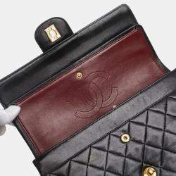 مملوكة مسبقًا حقيبة كتف شانيل سلسلة علامة كوكو مزدوجة رفرف 25 ماتيلاسي جلد حمل أسود