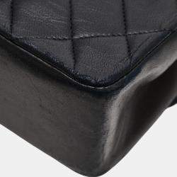 مملوكة مسبقًا حقيبة كتف شانيل سلسلة علامة كوكو مزدوجة رفرف 25 ماتيلاسي جلد حمل أسود