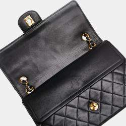 مملوكة مسبقًا حقيبة كتف شانيل سلسلة علامة كوكو مزدوجة رفرف 25 ماتيلاسي جلد حمل أسود