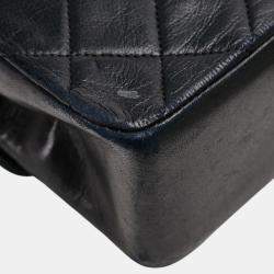 مملوكة مسبقًا حقيبة كتف شانيل سلسلة علامة كوكو مزدوجة رفرف 25 ماتيلاسي جلد حمل أسود