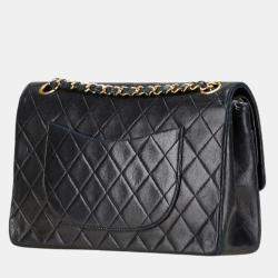 مملوكة مسبقًا حقيبة كتف شانيل سلسلة علامة كوكو مزدوجة رفرف 25 ماتيلاسي جلد حمل أسود