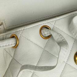 مملوكة مسبقًا Chanel Matelasse Coco Mark Chain Backpack In White Lambskin