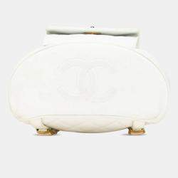 مملوكة مسبقًا Chanel Matelasse Coco Mark Chain Backpack In White Lambskin