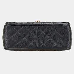 Pre Owned حقيبة كتف سلسلة شانيل كوكو مارك ماتلاسي جلد عجل كافيار أسود