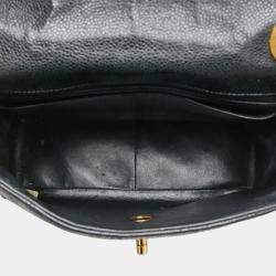 Pre Owned حقيبة كتف سلسلة شانيل كوكو مارك ماتلاسي جلد عجل كافيار أسود