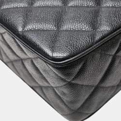 Pre Owned حقيبة كتف سلسلة شانيل كوكو مارك ماتلاسي جلد عجل كافيار أسود