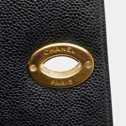 Pre Owned حقيبة كتف سلسلة شانيل كوكو مارك ماتلاسي جلد عجل كافيار أسود