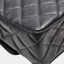 Pre Owned حقيبة كتف سلسلة شانيل كوكو مارك ماتلاسي جلد عجل كافيار أسود