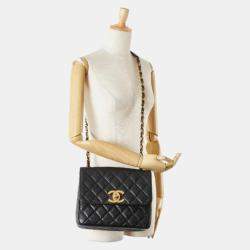 Pre Owned حقيبة كتف سلسلة شانيل كوكو مارك ماتلاسي جلد عجل كافيار أسود