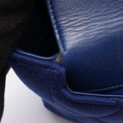 Pre Owned Chanel Matelasse Diana Flap Shoulder Bag Cotton And Jersey Blue