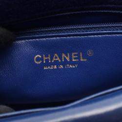 Pre Owned Chanel Matelasse Diana Flap Shoulder Bag Cotton And Jersey Blue