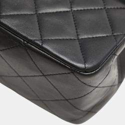 مملوكة مسبقًا Chanel Matelasse Coco Mark Double Flap Shoulder Bag In Black And Gold Lambskin