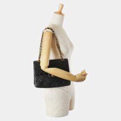 مملوكة مسبقًا Chanel Matelasse Coco Mark Double Flap Shoulder Bag In Black And Gold Lambskin