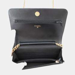 مملوكة مسبقًا Chanel Chain Wallet Boy Matelasse Coco Mark Black