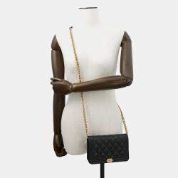 مملوكة مسبقًا Chanel Chain Wallet Boy Matelasse Coco Mark Black