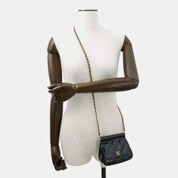 مملوكة مسبقًا Chanel Chain Shoulder Bag Matelasse Coco Mark Mini Enamel Black