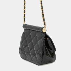 مملوكة مسبقًا Chanel Chain Shoulder Bag Matelasse Coco Mark Mini Enamel Black
