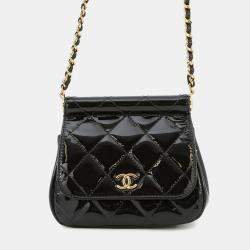 مملوكة مسبقًا Chanel Chain Shoulder Bag Matelasse Coco Mark Mini Enamel Black
