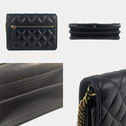 مم�لوكة مسبقًا Chanel Chain Wallet Lambskin Black And Gold