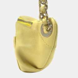 Pre Owned Chanel Chain Belt Bag/Waist Pouch With Cc Coco Mark Crossbody Quilted Matelasse Design Lambskin Yellow