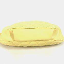 Pre Owned Chanel Chain Belt Bag/Waist Pouch With Cc Coco Mark Crossbody Quilted Matelasse Design Lambskin Yellow