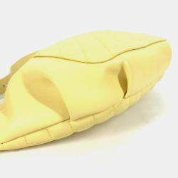 Pre Owned Chanel Chain Belt Bag/Waist Pouch With Cc Coco Mark Crossbody Quilted Matelasse Design Lambskin Yellow