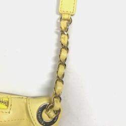Pre Owned Chanel Chain Belt Bag/Waist Pouch With Cc Coco Mark Crossbody Quilted Matelasse Design Lambskin Yellow