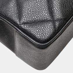 Pre Owned Chanel Matelasse Coco Mark Handbag In Black Caviar Skin