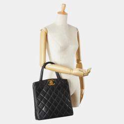 Pre Owned Chanel Matelasse Coco Mark Handbag In Black Caviar Skin