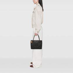 Pre Owned حقيبة شانيل ميداليون توت جلد مبطن أسود