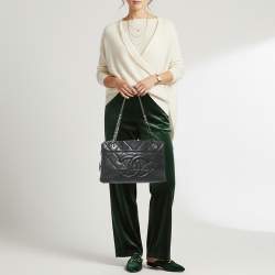 Pre Owned Chanel CC Timeless Black Caviar Quilted Leather Shopper Tote