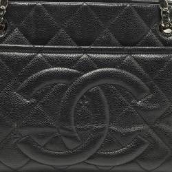 Pre Owned Chanel CC Timeless Black Caviar Quilted Leather Shopper Tote