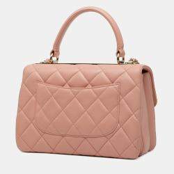 Pre Owned حقيبة بشريط شانيلا تريندي سي سي جلد خروف مبطن وردي صغيرة