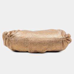 Pre Owned حقيبة كلتش مونتي كارلو شانيل جلد البقر المشقق الذهبي المعدني